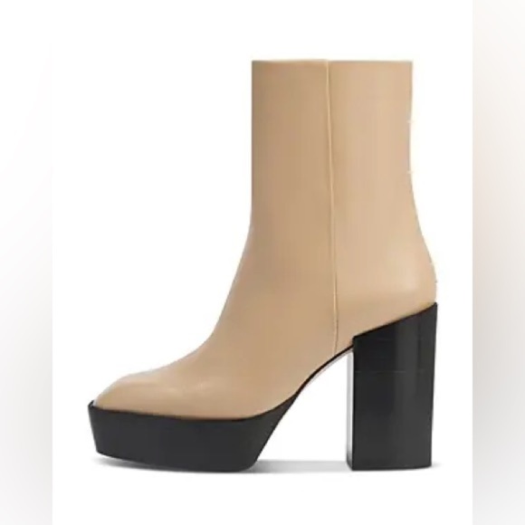 AEYDĒ 
Berlin Square Toe High Heel Platform Booties - Latte - Picture 1 of 10